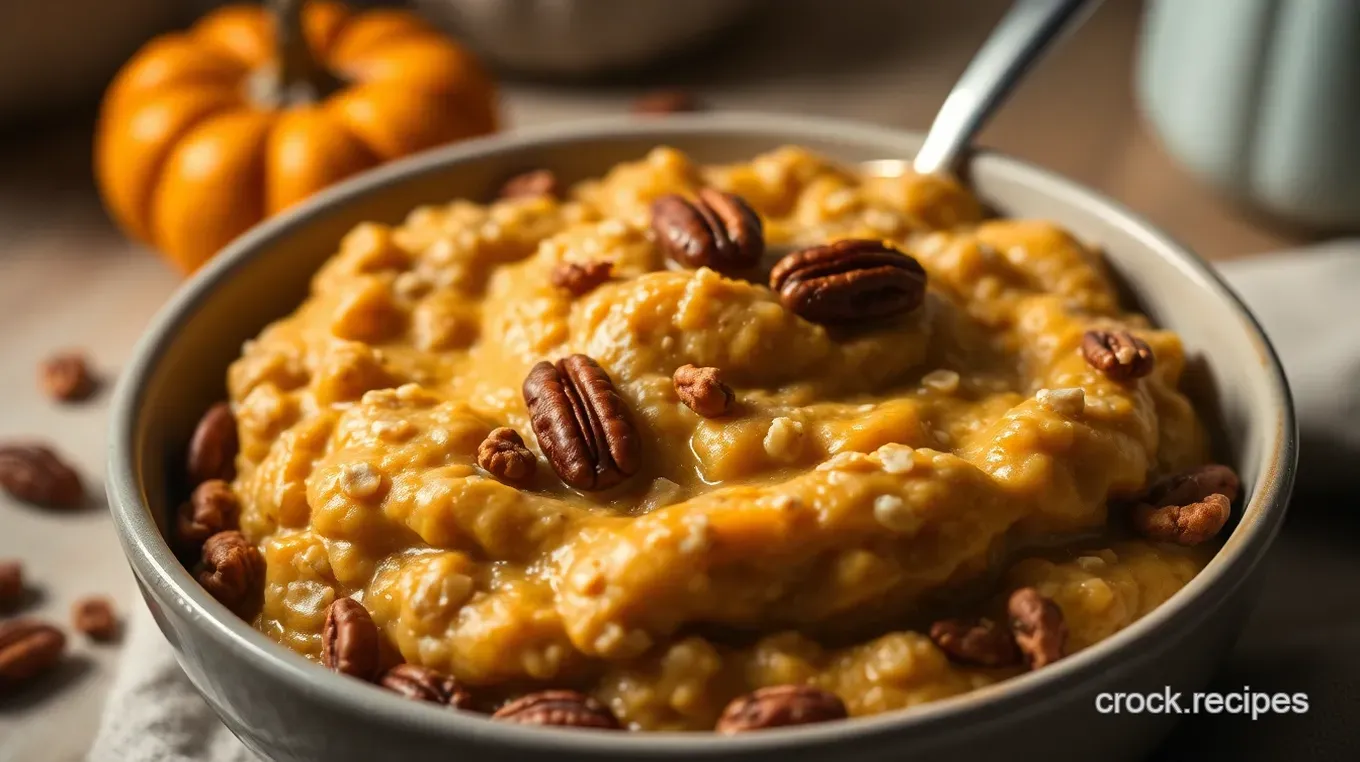 Creamy Pumpkin Oatmeal with Maple Pecans