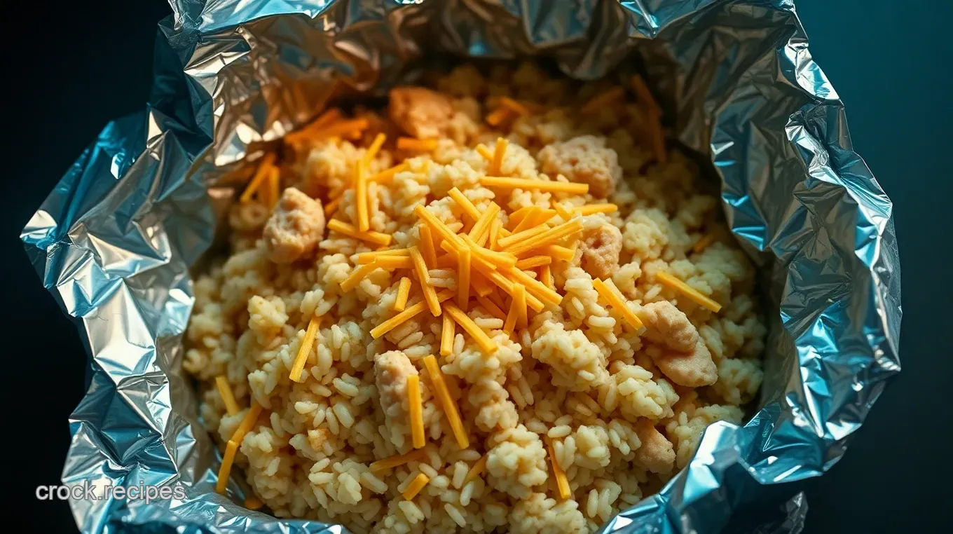 One-Pot Cheesy Chicken and Rice Foil Packets