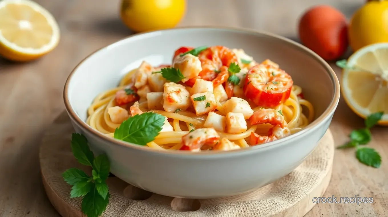 Blue Lobster Meat Linguine in Garlic Butter Sauce