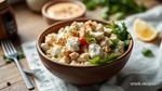 Mixing Chicken Salad with Yogurt & Spice