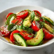 Basil Avocado Tomato Cucumber Salad in 15 Minutes