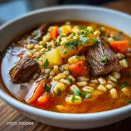 Slow Cooker Beef Barley Soup with Hearty Vegetables