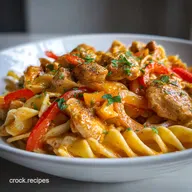 Crock Pot Creamy Cajun Chicken Pasta Recipe with Bell Peppers: 4 Hours