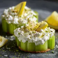 Celery snacks with ultracreamy whipped feta and lemon