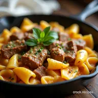 Cheesy Garlic Butter Beef and Bowtie Easy OnePan Dinner