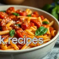 Comforting Mezzi Rigatoni in Roasted Tomato & Basil Sauce