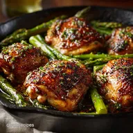 Crisp Garlic Herb Butter Chicken Thighs Asparagus Skillet