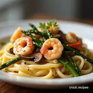 Quick Garlic Shrimp Asparagus Mushroom Pasta Recipe 30 Min