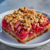 Rhubarb Bars with Oat Crunch