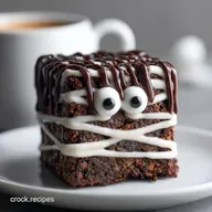 Healthy Halloween Mummy Brownie Gluten-Free Treat with Chocolate Drizzle | Kid Friendly