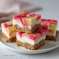 No Bake Rhubarb Cheesecake Squares: Ready in 4 Hours
