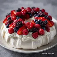 Pavlova Wreath with Berries and Cream: Baked