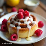 Fluffy Raspberry Cinnamon Rolls with Bright Lemon Glaze