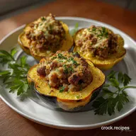 Stuffed Acorn Squash with Sausage and Savory Italian Filling