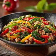 Wok Roll Quick Thai Ground Turkey StirFry with Basil and Peppers