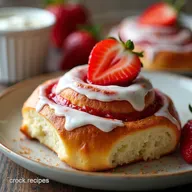 Sticky Strawberry Cinnamon Rolls with Vanilla Glaze