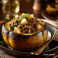 Stuffed Acorn Squash With Ground Beef Pears and Pa: Easy Autumn Dinner