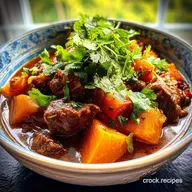 Slow Cooker Sweet Potato Beef Stew: Fork Tender