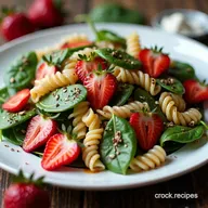 Strawberry Spinach Pasta Salad with Balsamic Glaze