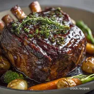 Thymeroasted rib of beef with red wine gravy: Reverse Sear Perfection