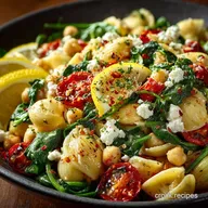 Bright Lemon Feta Chickpea and Spinach Pasta Salad