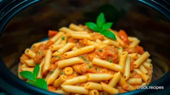 My Favorite Pasta Slow Cooker Recipes: Creamy Tomato Basil Delight recipe card