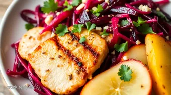 Crunchy Beetroot Slaw with Grilled Chicken: Easy Summer Salad Recipe! recipe card