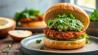 Fried Chicken Burger with Rocket Pesto