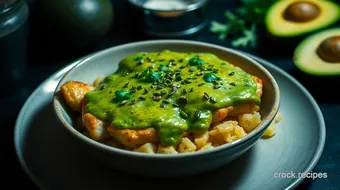 How to Make Amazing Green Queen Chicken with Avocado Sauce recipe card