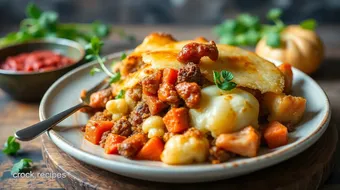 Delicious Add to Favourite + Print Lamb, Harissa & Cauliflower Shepherd's Pie By Ailsa Burt - A Spicy Twist on a Classic Comfort Food recipe card