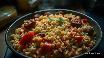 Easy Savoury Rice and Sausage Casserole: A Family Comfort Food Favorite recipe card