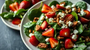 Easy Vibrant Spinach Strawberry Pecan Salad with Honey Balsamic Dressing recipe card