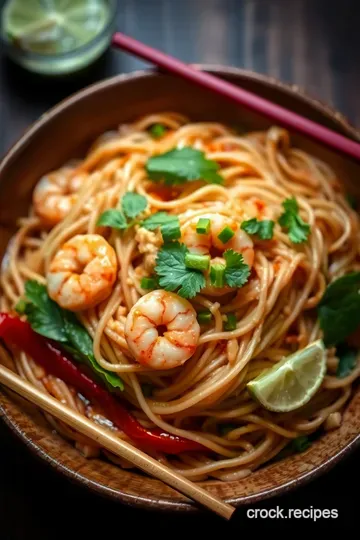 Classic Pad Thai with Shrimp presentation