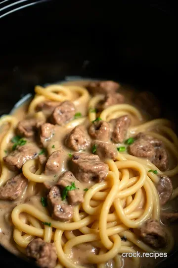 Creamy Slow Cooker Beef Stroganoff presentation