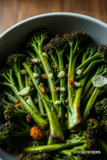 Crispy Garlic Roasted Broccolini presentation