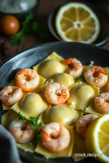 Delicate Shrimp Ravioli with Lemon Butter Sauce presentation