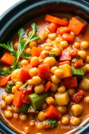 Easy and Healthy Crockpot Vegetable and Chickpea Stew presentation