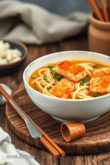 Cozy Salmon Noodle Soup presentation