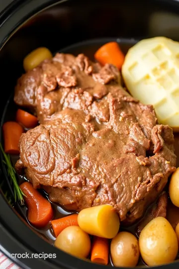 Slow-Cooked Frozen Roast in a Crock Pot presentation