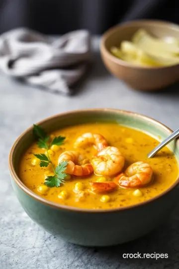 Garam Masala Prawn & Corn Soup presentation