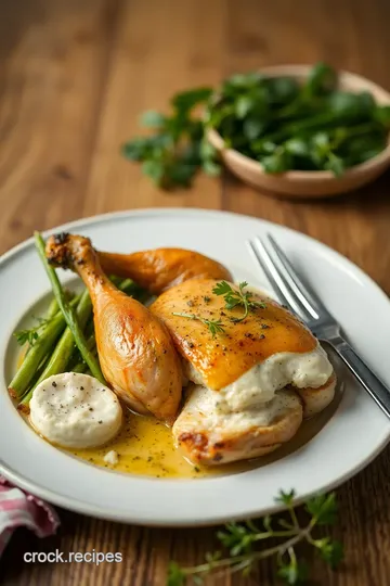 Herby Cheese Roast Chicken & Baked Tomatoes presentation