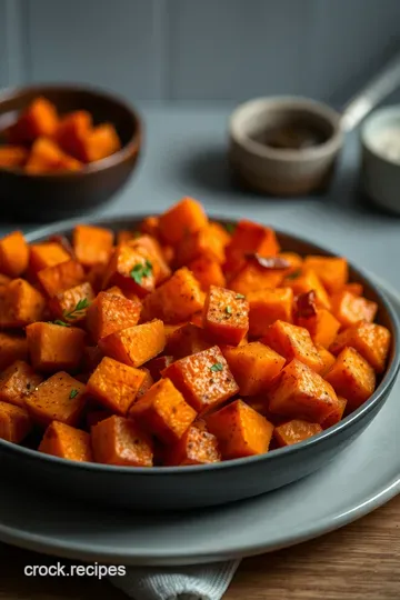Savory Baked Sweet Potato Cubes: A Simple and Irresistible Side Dish presentation