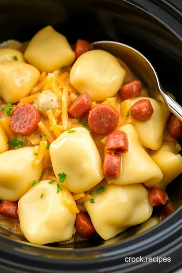 Crock Pot Pierogi Casserole with Kielbasa presentation