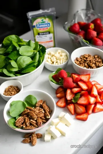 Vibrant Spinach Strawberry and Pecan Salad with Honey Balsamic Dressing ingredients