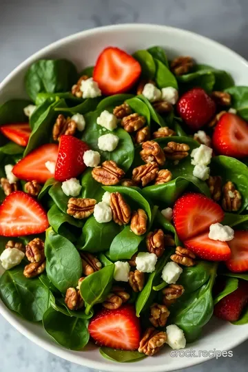 Vibrant Spinach Strawberry and Pecan Salad with Honey Balsamic Dressing presentation