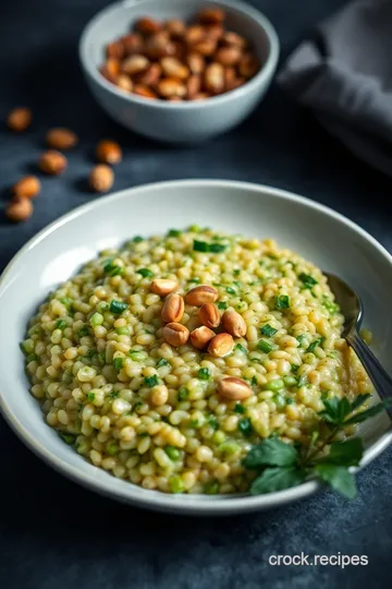 Watercress Pearl Barley Risotto presentation