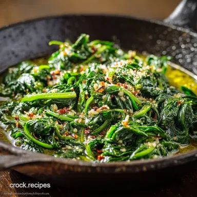 The Ultimate 8Minute Garlic Butter Saut&eacute;ed Spinach Side Dish Recipe Card