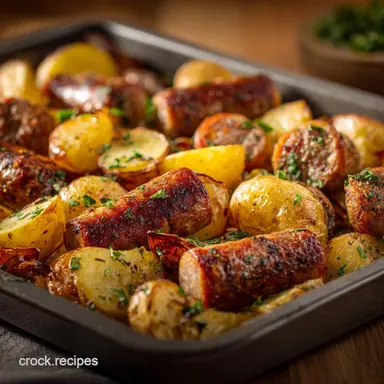 FussFree Baked Sausage Potato Sheet Pan Dinner The Ultimate Tray Bake Recipe Card