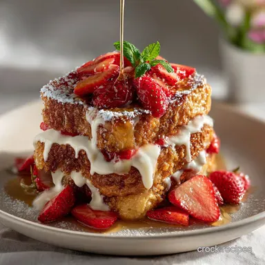 BAKED STRAWBERRIES AND CREAM FRENCH TOAST: Velvety Berry Center Recipe Card