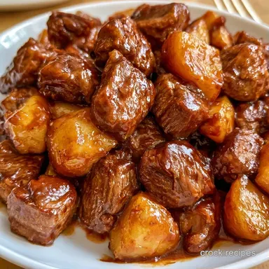 BBQ Steak Bites Potatoes for 6 Servings Recipe Card